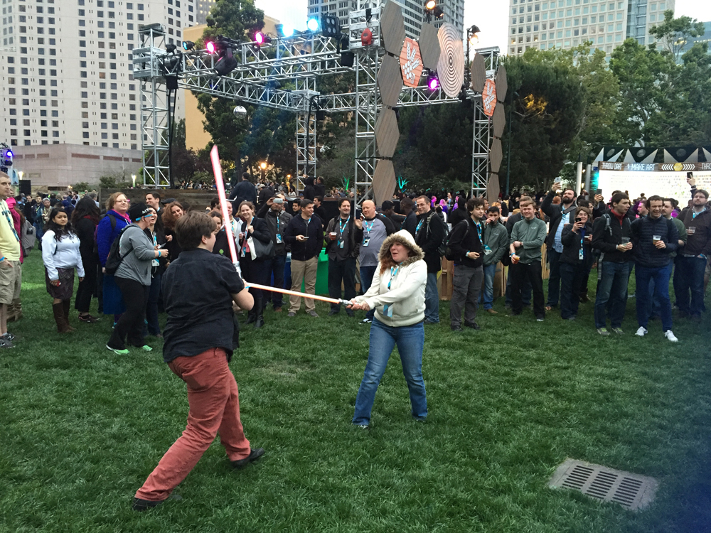Fun with light sabers at lunch